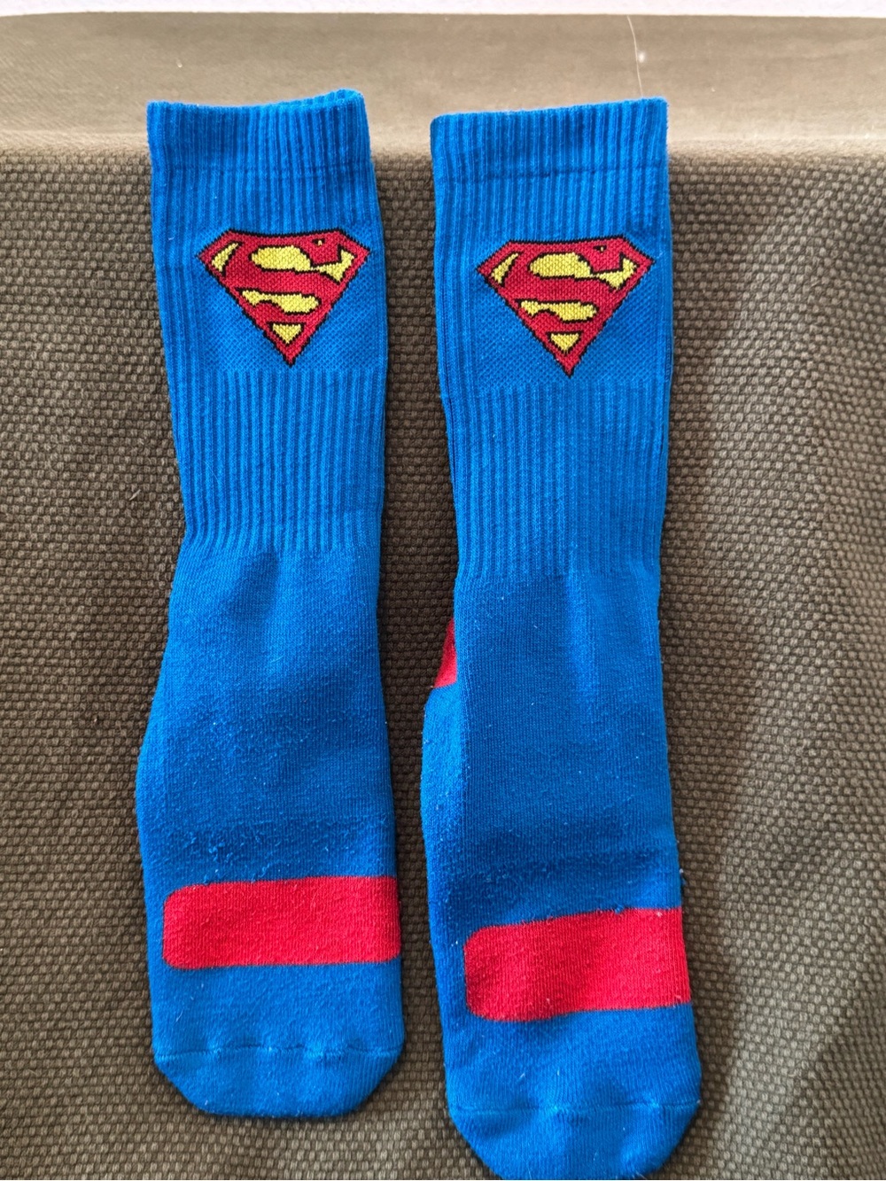 DC Comics Superman Logo Costume Crew Socks Blue & Red